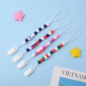 LOFCA 5pcs Nationale Flag Perler fødevaregodkendt Silikone Tilbehør Perle Til Personlig DIY Begyndervanskeligheder Halskæde Baby-Bideringe Sygepleje