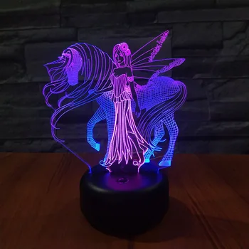 Unicorn LED Nat Lys USB 3D Optisk Illusion Touch bordlampe 7 Farver til Hjemmet Soveværelse Indretning Piger Xmas Gave