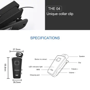 Fineblue F970 Pro Mini business Vibrationer i-øret 10 timer Bluetooth 5.0 Øretelefon Hals Klip Teleskop Type Sport Bas Øretelefoner