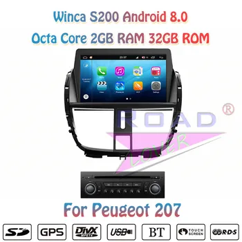 Winca S200 Android 9.0 Bil DVD-Afspiller Video For Peugeot 207 Stereo-GPS Navigation Automagnitol Dobbelt Din Octa Core Mms