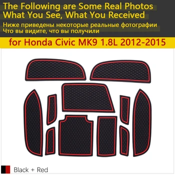 Anti-Slip Gummi Kop Pude Døren Groove Mat for Honda Civic MK9 1,8 L 2,0 L 2012~Tilbehør måtte til telefonen 2013