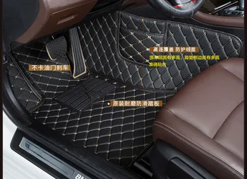 Opgradering læder bil gulvmåtter til Nissan Versa / Almera / Sunny Latio Sedan 2012 2013-2018 Tilpassede skoindlæg bil tæppe