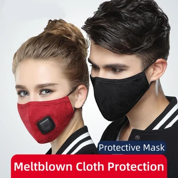 Wecan Beskyttende ansigtsmaske Med Filter Vaskbart Genanvendelige Anti-Forurening Støvtæt bomuldsstof ansigtsmaske Med pause ventil