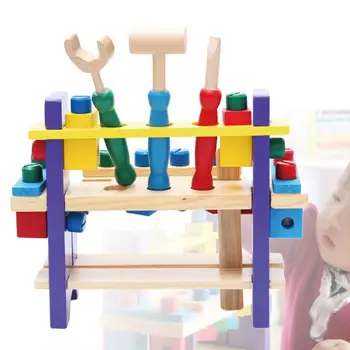 Toddler Arbejdsbænk med Værktøj Træ-Bygning, der ligger Hammer Toy kid Børnene Builder Legetøj
