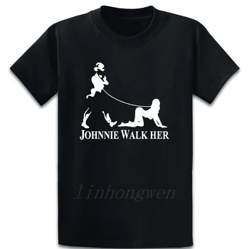 Johnnie Gang Hendes Rollator Herre Sjove Whisky Parodi T-Shirt Grundlæggende Solid Bomuld Forår Design Runde Krave Tøj Casual Skjorte