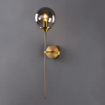 Røg grå brunt Glas Kugle væglampe Moderne Nordisk Guld væglampe Inventar Indretning Soveværelse Badeværelse Lys Indendørs Armatur