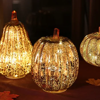 Halloween LED Græskar Lys, Glas, Party Light Festival Dekorative Nat Lys til Fest Halloween Dekoration Sølv Guld Gaver