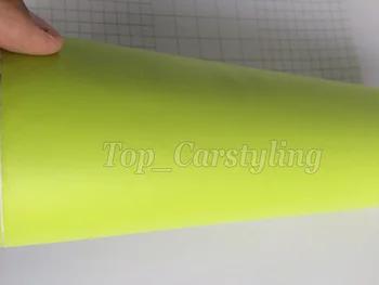 Fluorescerende gul satin Bil Indpakning Med Air-Release - / Luft-boble gratis Mat Bil Wrap Styling Dækker Størrelse:1.52x30m/rulle