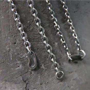 Nye reelle S925 Sterling Sølv Mænd Halskæde Thai Sølv Kors Halskæde til Mænd Lang Sweater Kæde Taikoo Kæde Mænd og Kvinder
