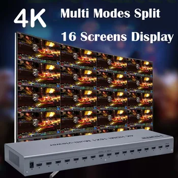 4K 16x1 Billede Splitter Quad HDMI Multi-Viewer Switcher 16 I 1 Ud Problemfri Skifte Multiviewer HDTV-Skærm 16 all