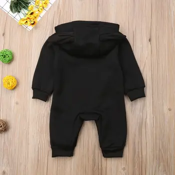 Brev Print Baby Tøj Spædbarn Dreng&Pige Bomuld Hooded Langærmet Baby Rompers Buksedragt Tøj, Tøj, New Born Baby Tøj