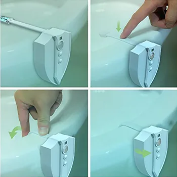 Toilet Lampe, UV-Sterilisering-Baggrundsbelysning Til toiletkummen RGB-PIR-bevægelsesføler Toilet Lys batteridrevet Badeværelse Nat Lys