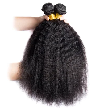 Kinky Lige Hår Væve Brasilianske Remy Hair Extension 2/3/4 Bundter Naturlige Farve Yaki Menneskehår Weave Bundle For Sorte Kvinder