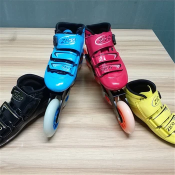 2-lag kulfiber håndlavet hastighed støvle med glat Læder inline speed skates patines kvindelige kvinde, pige skating sko sneaker