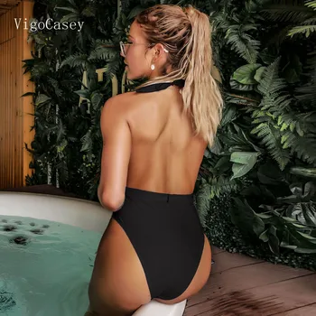 VigoCasey Dyb V Badetøj Kvinder 2020 Sexet Ét Stykke Badedragt Kvindelige Halterneck Backless Badedragt Bælte Høj Talje Monokini Svømme