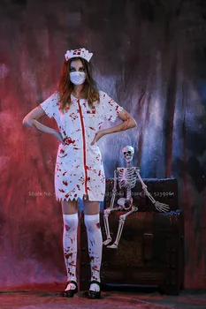 Mænd Kvinder Blodige Læger, Sygeplejerske Uniformer Halloween Vampire Zombie Djævelen Cosplay Kjole Frakker Rolle At Spille Horror Part Skræmmende Kostumer