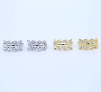 Klassisk Kvinder Guld-farve Øreringe med Klare/Sorte Cubic Zirconia 925 sterling sølv Stud Øreringe til Gennemboret Øre