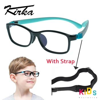 Kirka brillestel Børn Glas TR90 Fleksibel Nærsynethed Optisk Ramme Børn Silicium Sports Briller Børn Briller Rem