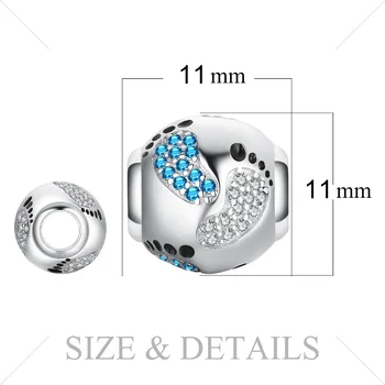 JewelryPalace Fodaftryk 925 Sterling Sølv-Perle-Charms Sølv 925 Oprindelige Armbånd Sølv 925 oprindelige Perle Smykker at Gøre