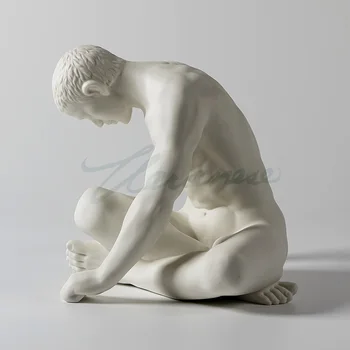 Moderne keramisk karakter skulptur nude art mand statue abstrakt tænker figur gay angel unge ornament håndværk