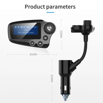 JaJaBor FM-Senderen Bluetooth-5.0 Bil Kit Håndfri Opkald AUX Stereo A2DP Store Skærm QC3.0 Hurtig Opladning