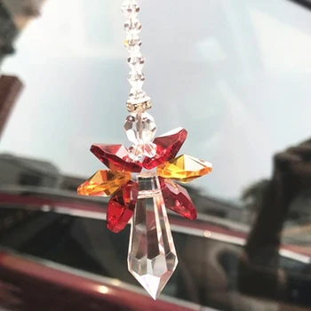 Rainbow Angel Crystal Suncatcher Farverige Vedhæng Hængende Dekoration til Bilen Hjem I88