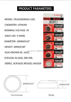 20pc For Maxell cr1620 3v knapcelle mønt lithium batterier til ure, bil toy ECR1620 DL1620 5009LC KCR1620 BR1620 LM1620