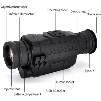 Night Vision Monokulare 5X Infrarød Digital Kamera, Video, 200 m Rækkevidde Jagt Kamera med Optager til Udendørs Jagt Forsyninger