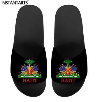 INSTANTARTS Haiti Flag Print Kvinder Dias Slipper Sommeren Kvinde Sandaler Flade Sko Casual Kvindelige Hjem Klip-Klappere Shoes de Mujer