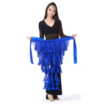 Chiffon Belly Dance Hip Tørklæde 9 Haler Mavedanser Tørklæde Til Kvinder Orientalsk Dans Kostume Tilbehør Mavedanser Bælte