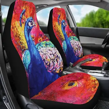 3D-Dyr Udskrivning Universal Foran sædebetræk Peacock-Print autostol sædehynde Fuld Dækning For de Fleste Bil i SUV