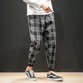 Streetwear Gul Sort Ternet Bukser Mænd Joggere 2020 Mand Casual Lige Harem Bukser Mænd Koreanske Hip Hop Track Pants Plus Størrelse