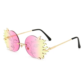 Retro rammeløse sun moon smiley face damer 2020 retro solbriller punk solbriller brand designer briller overdimensionerede UV400