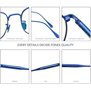 FONEX Ren Titanium Briller Ramme Mænd Firkantede Briller 2020 Nye Mode Mandlige Optisk Nærsynethed Recept Briller Rammer 8560