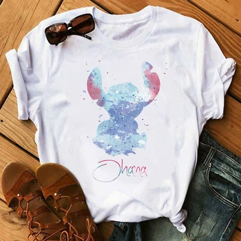 Disney tegnefilm Sy kort-langærmet T-shirt med rund hals kvinder casual fashion sommer åndbar Løs plus size tøj