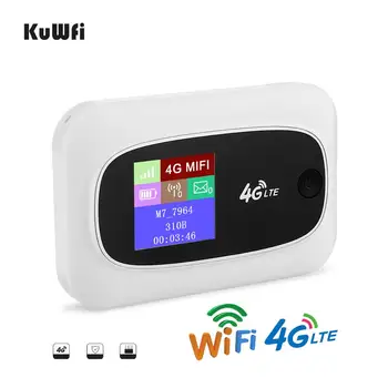 KuWFI 4G WiFi Hotspot Rejse Router Mobil Wifi-Router, Partner4G Trådløse SIM-Routere med SD og SIM-Kort Solt