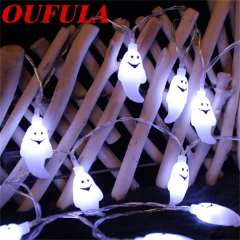 AOSONG Halloween Lys Ghost Smiley Led String Lys Kreative Sol Dekorative Lys