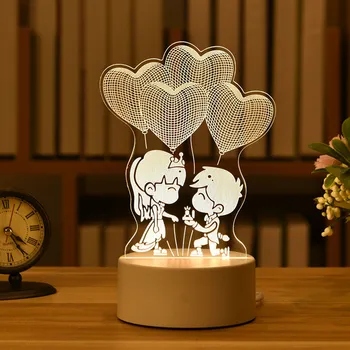 Romantisk Kærlighed 3D-Lampe hjerteformet Ballon Akryl LED Nat Lys Dekorativ bordlampe Valentine ' s Day Baby Brusebad Gave Kasse