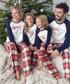 2020 Jul Familie Pyjamas Sæt Tøj Plaid Familie Matchende Tøj Xmas Voksne Børn Pyjamas sæt Baby Sparkedragt Nattøj