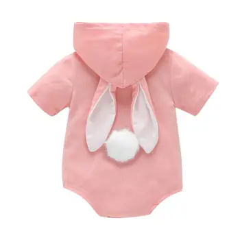 2020 Påske Spædbarn Baby Pige Dreng Kanin Bunny Korte Ærmer Hætteklædte Romper Samlede Tøj Tøj