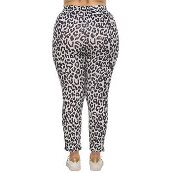 Plus Størrelse Leggings Bukser Kvinder, Høj Talje Med Leopard Print Patchwork Trænings-Og Tynde Blyant Bukser Stor Størrelse Femme Bukser