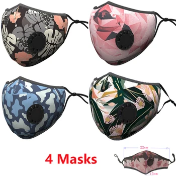 4stk Genanvendelige Vaskbar Bomuld Maske Anti-støv Mode Maske Anti-tåge, Støv, Anti-industrielle Støv Ansigt Dække Mascarillas Mondkapjes