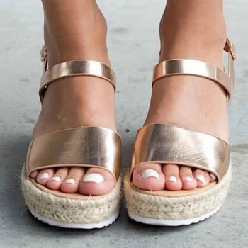 Sommeren Kvinder Sandaler, Kiler, Platform, Mid Hæle Peep Toe Solid PU 2020 Mode Casul Stranden Kvindelige Damer Sko Shoes De Mujer