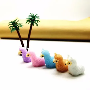 5pc Alpaca Mini Dyr Model Ornament Håndværk Bonsai Indretning Miniature Hjem Fe Have Udsmykning DIY Tilbehør