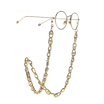 Mode Sunglasse Kæde Kvinder Hvid Perle Halskæde Briller, læsebriller Kæde Snor Holder Anti-skid Briller Kæde