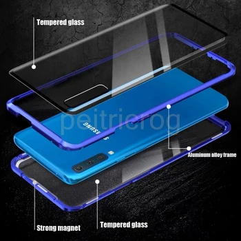 Magnetisk Metal Case Til Samsung Galaxy Note 20 Ultra 10 Pro 9 8 S10 S9 S8 S20 Plus A10 A50 A51 A70 A71 Dobbelt Side Glas Cover