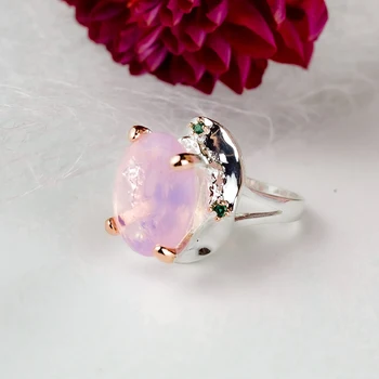 Charme Ovale Pink Zirconia Ring i Sølv farve Smykker Smukke Fingerringe for Kvinder Nyeste Smykker