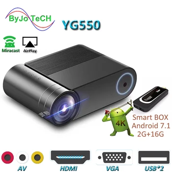 ByJoTeCH YG550 1080P LED Projektor WiFi Multi-Screen hjemmebiograf Projektor Android 7.1 valgfri Full HD Proyector 4000 lumens