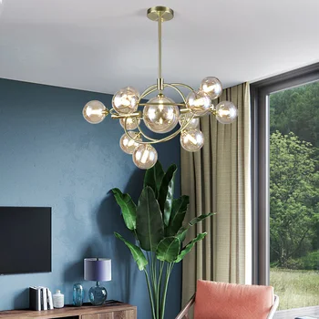 Moderne Globale Glas Lysekrone Lys Og Nordisk Bubble Pendel Hængende Lys Stue Lampe Lampe