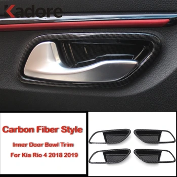 Kia Rio-4 X-line 2018 2019 Carbon Fiber Indvendige dørhåndtag Dække Trimmer Beskyttelse Mærkat Bil Styling Tilbehør